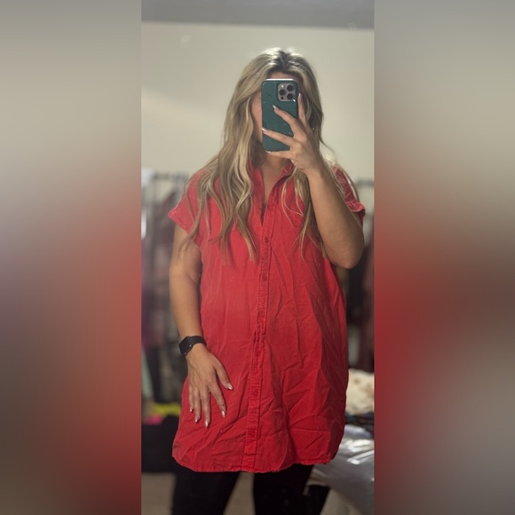 Wonderly Dresses & Skirts - Red Button Down Dress by Wonderly